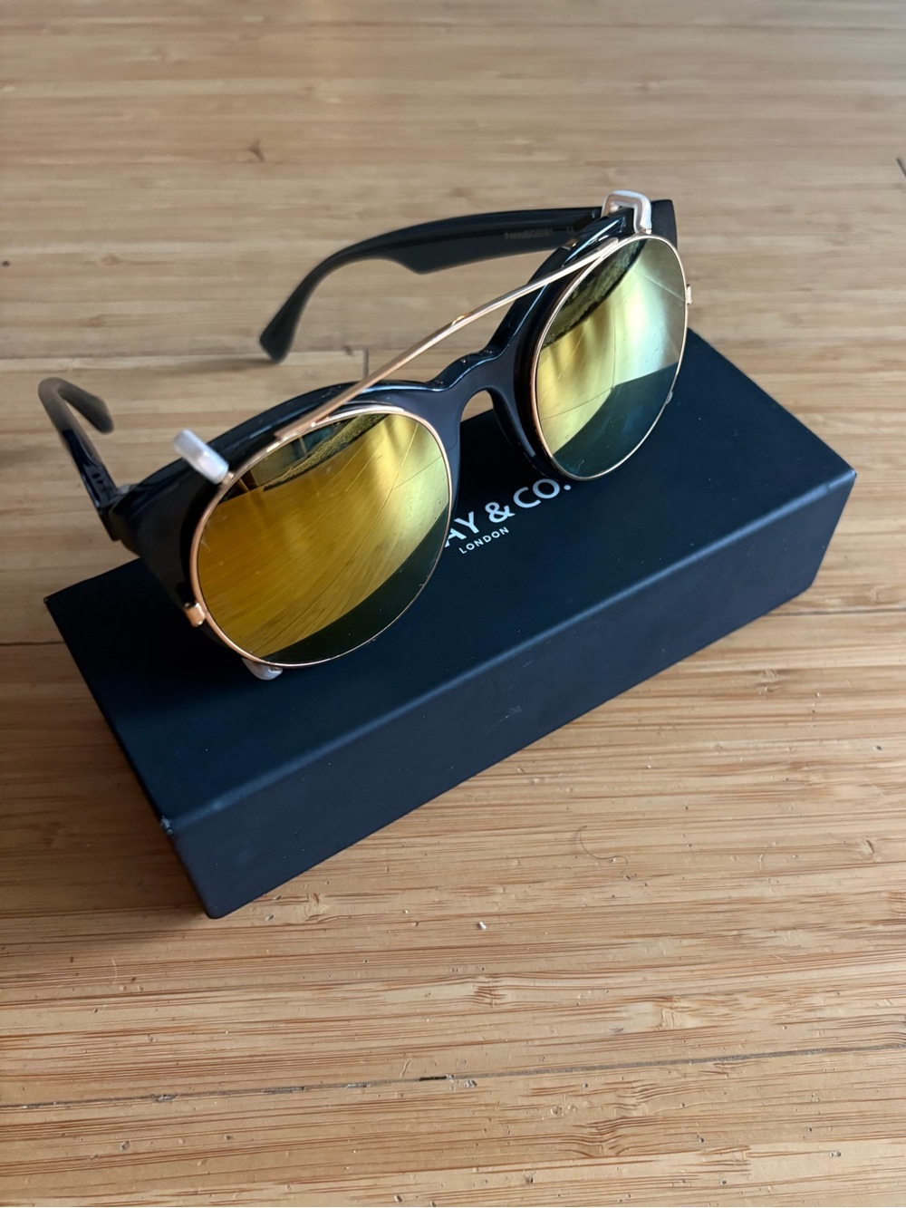 Finley & Co Sunglasses Black With Extra Clip On Mirror lens